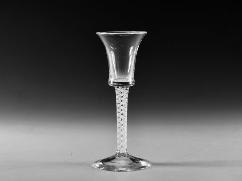 antique glass opaque twist wine glass english c1765 - CATEGORY: ANTIQUE GLASS - DATED 18TH CENTURY