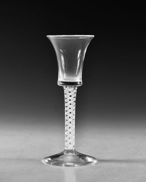 ANTIQUE GLASS OPAQUE TWIST WINE GLASS ENGLISH C1765 - ADDITIONAL PHOTO 1