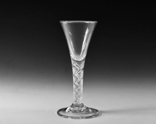 antique glass rare double series air twist wine glass c1750 - CATEGORY: ANTIQUE GLASS - DATED 18TH CENTURY