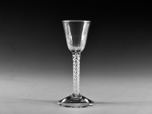 antique glass opaque twist wine glass engish c1765 - CATEGORY: ANTIQUE GLASS - DATED 18TH CENTURY