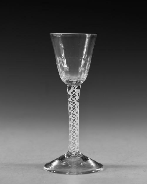 ANTIQUE GLASS OPAQUE TWIST WINE GLASS ENGISH C1765 - ADDITIONAL PHOTO 1