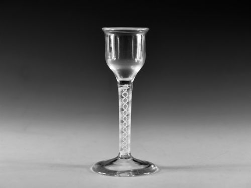 antique glass opaque twist wine glass english c1765 - CATEGORY: ANTIQUE GLASS - DATED 18TH CENTURY