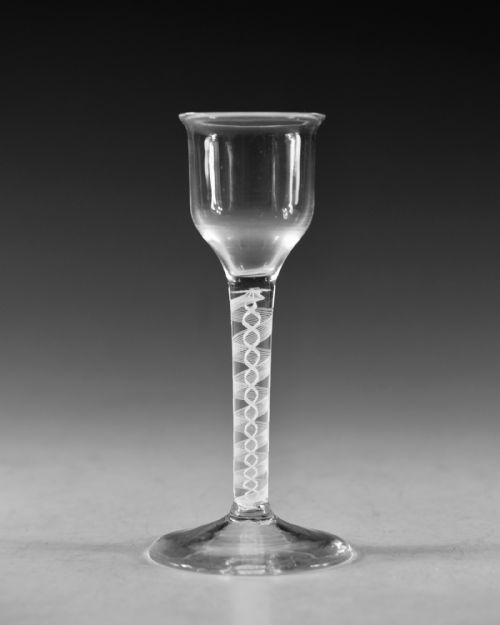 ANTIQUE GLASS OPAQUE TWIST WINE GLASS ENGLISH C1765 - ADDITIONAL PHOTO 1