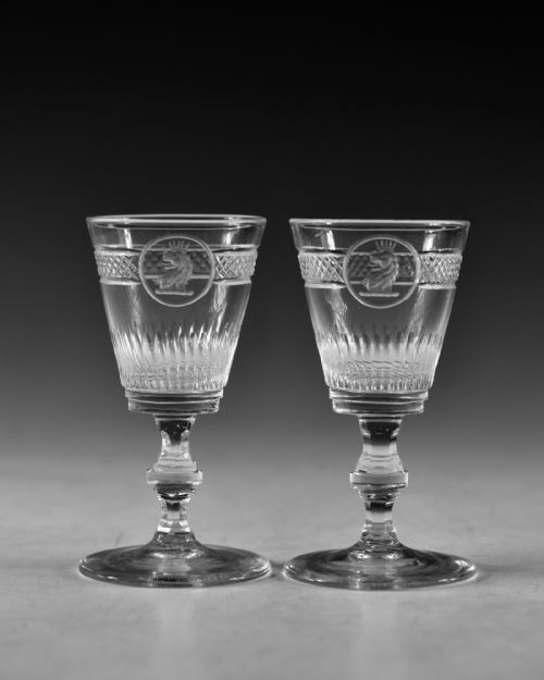 ANTIQUE GLASS PAIR OR SMALL CLAN MACGREGOR CRESTED GLASSES C1820 - ADDITIONAL PHOTO 1
