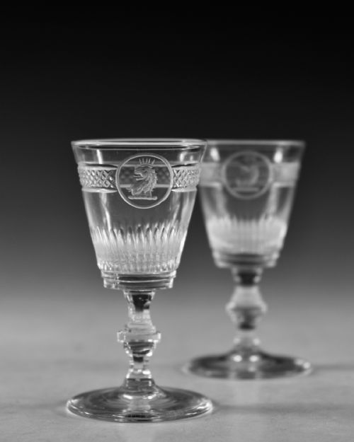 ANTIQUE GLASS PAIR OR SMALL CLAN MACGREGOR CRESTED GLASSES C1820 - ADDITIONAL PHOTO 2
