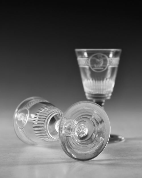 ANTIQUE GLASS PAIR OR SMALL CLAN MACGREGOR CRESTED GLASSES C1820 - ADDITIONAL PHOTO 3