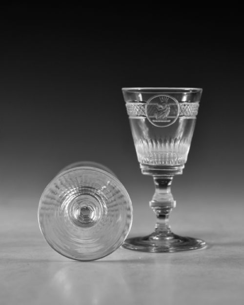 ANTIQUE GLASS PAIR OR SMALL CLAN MACGREGOR CRESTED GLASSES C1820 - ADDITIONAL PHOTO 5