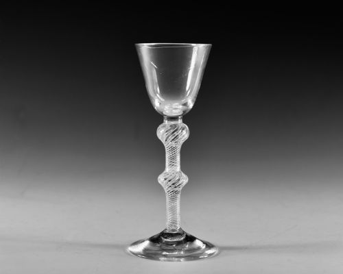 antique glass multi spiral air twist wine glass english c1755 - CATEGORY: ANTIQUE GLASS - DATED 18TH CENTURY