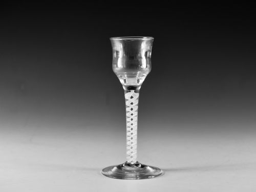 antique glass opaque twist wine glass english c1765 - CATEGORY: ANTIQUE GLASS - DATED 18TH CENTURY