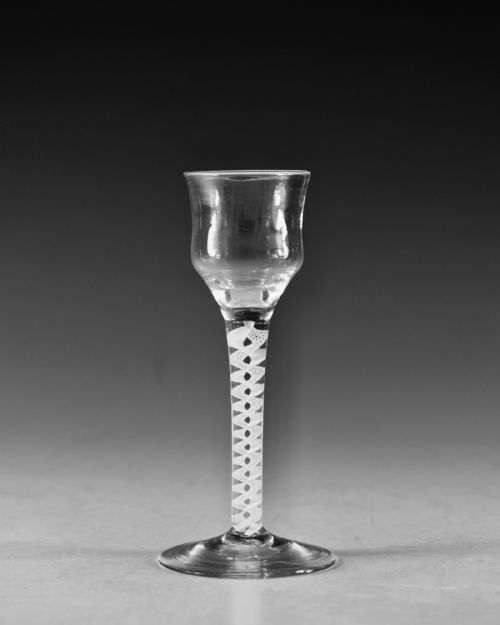 ANTIQUE GLASS OPAQUE TWIST WINE GLASS ENGLISH C1765 - ADDITIONAL PHOTO 1