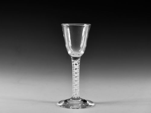 antique glass opaque twist wine glass english c1770 - CATEGORY: ANTIQUE GLASS - DATED 18TH CENTURY