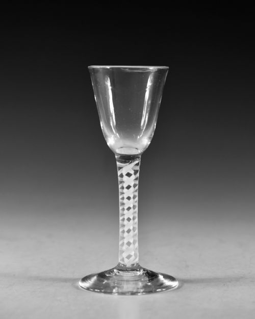 ANTIQUE GLASS OPAQUE TWIST WINE GLASS ENGLISH C1770 - ADDITIONAL PHOTO 1