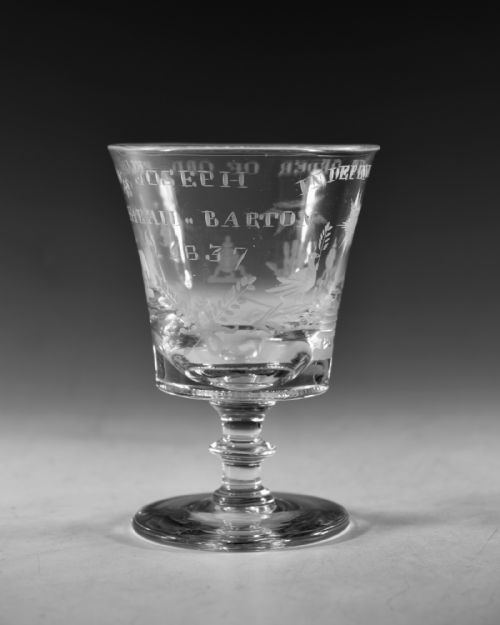 ANTIQUE GLASS ODD FELLOWS RUMMER ENGLISH 1837 - ADDITIONAL PHOTO 2