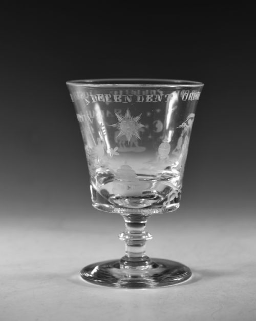 ANTIQUE GLASS ODD FELLOWS RUMMER ENGLISH 1837 - ADDITIONAL PHOTO 3
