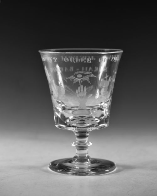 ANTIQUE GLASS ODD FELLOWS RUMMER ENGLISH 1837 - ADDITIONAL PHOTO 4