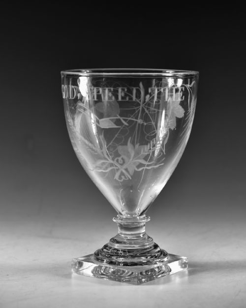 ANTIQUE GLASS ENGRAVED RUMMER ENGLISH C1790 - ADDITIONAL PHOTO 1