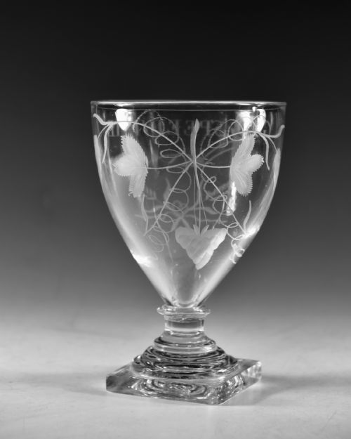 ANTIQUE GLASS ENGRAVED RUMMER ENGLISH C1790 - ADDITIONAL PHOTO 2