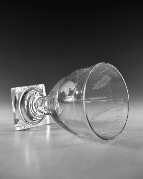 ANTIQUE GLASS ENGRAVED RUMMER ENGLISH C1790 - ADDITIONAL PHOTO 4