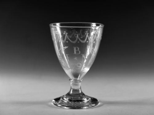 antique glass ovoid rummer english c1791 - CATEGORY: ANTIQUE GLASS - DATED 18TH CENTURY