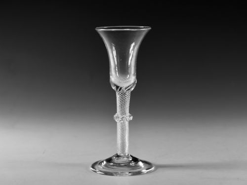 antique glass multi spiral air twist wine glass english c1755 - CATEGORY: ANTIQUE GLASS - DATED 18TH CENTURY