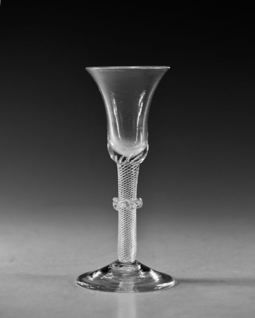 ANTIQUE GLASS MULTI SPIRAL AIR TWIST WINE GLASS ENGLISH C1755 - ADDITIONAL PHOTO 1