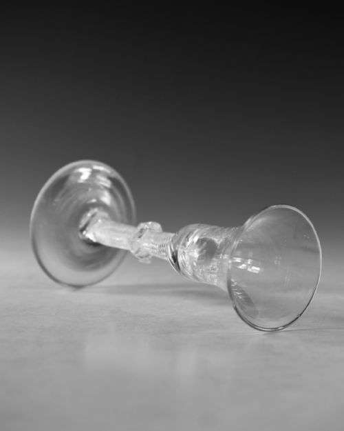 ANTIQUE GLASS MULTI SPIRAL AIR TWIST WINE GLASS ENGLISH C1755 - ADDITIONAL PHOTO 3