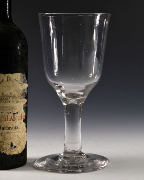 ANTIQUE GLASS PLAIN STEM GOBLET ENGLISH C1760 - ADDITIONAL PHOTO 2