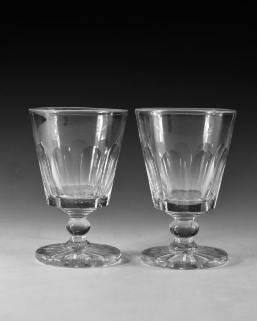 ANTIQUE GLASS PAIR OF RUMMERS ENGLISH C1830 - ADDITIONAL PHOTO 1