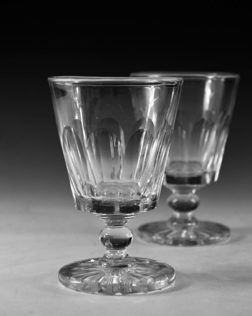 ANTIQUE GLASS PAIR OF RUMMERS ENGLISH C1830 - ADDITIONAL PHOTO 2