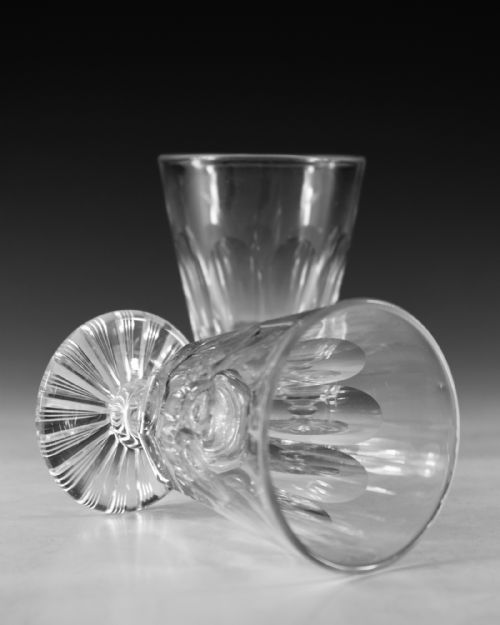 ANTIQUE GLASS PAIR OF RUMMERS ENGLISH C1830 - ADDITIONAL PHOTO 5