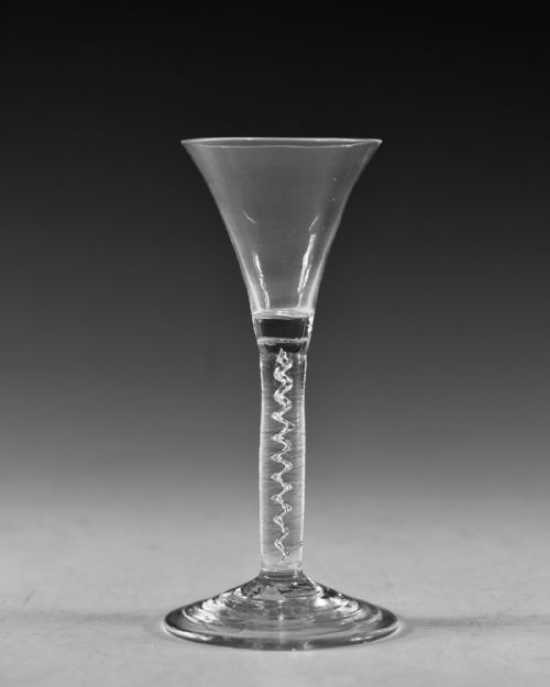 ANTIQUE GLASS MERCURY TWIST WINE GLASS ENGLISH C1755 - ADDITIONAL PHOTO 1