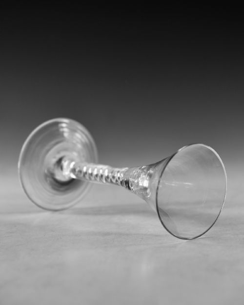 ANTIQUE GLASS MERCURY TWIST WINE GLASS ENGLISH C1755 - ADDITIONAL PHOTO 3