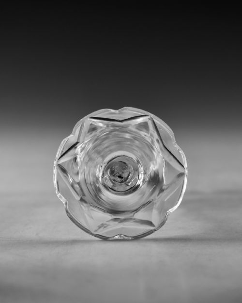 ANTIQUE GLASS FACET STEM WINE GLASS ENGLISH C1780 - ADDITIONAL PHOTO 8
