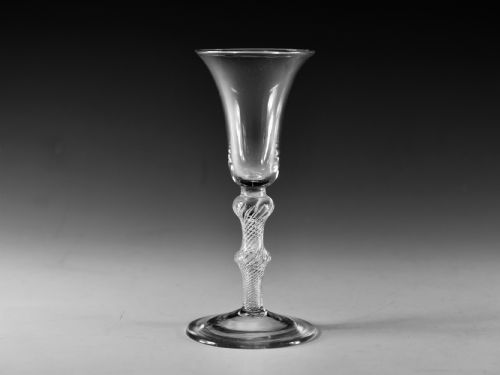antique glass multi spiral air twist wine glass english c1755 - CATEGORY: ANTIQUE GLASS - DATED 18TH CENTURY
