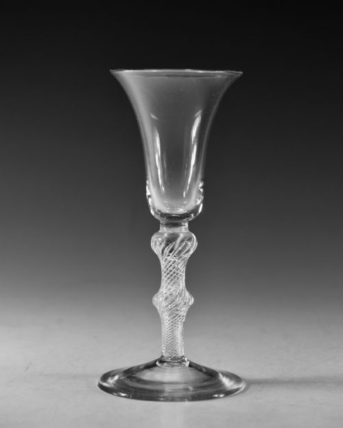 ANTIQUE GLASS MULTI SPIRAL AIR TWIST WINE GLASS ENGLISH C1755 - ADDITIONAL PHOTO 1