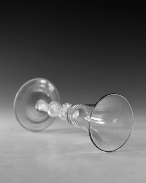 ANTIQUE GLASS MULTI SPIRAL AIR TWIST WINE GLASS ENGLISH C1755 - ADDITIONAL PHOTO 3