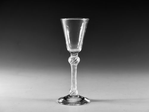 antique glass multi spiral air twist wine glass english c1755 - CATEGORY: ANTIQUE GLASS - DATED 18TH CENTURY