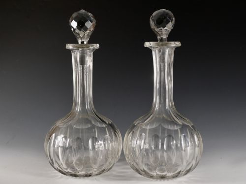 antique glass pair of magnum decanters english c1880 - CATEGORY: ANTIQUE GLASS - DATED 19TH CENTURY