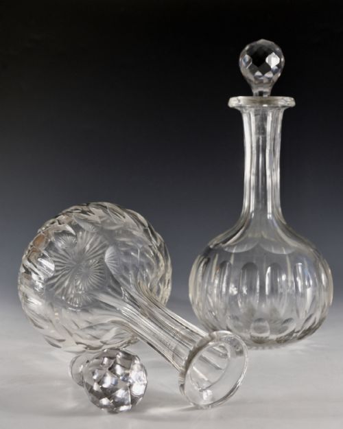 ANTIQUE GLASS PAIR OF MAGNUM DECANTERS ENGLISH C1880 - ADDITIONAL PHOTO 6