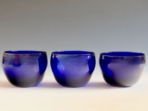 antique glass three blue finger bowl english c1830 - CATEGORY: ANTIQUE GLASS - DATED GEORGIAN
