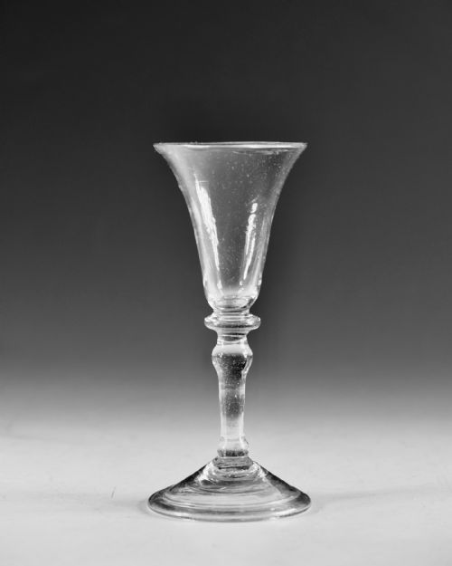 ANTIQUE GLASS BALUSTROID WINE GLASS ENGLISH C1740 - ADDITIONAL PHOTO 1