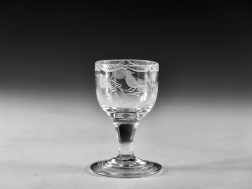 antique glass engraved dram glass english c1800 - CATEGORY: ANTIQUE GLASS - DATED GEORGIAN
