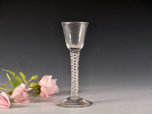 antique glass mercury twist wine glass english c1755 - CATEGORY: ANTIQUE GLASS - DATED 18TH CENTURY