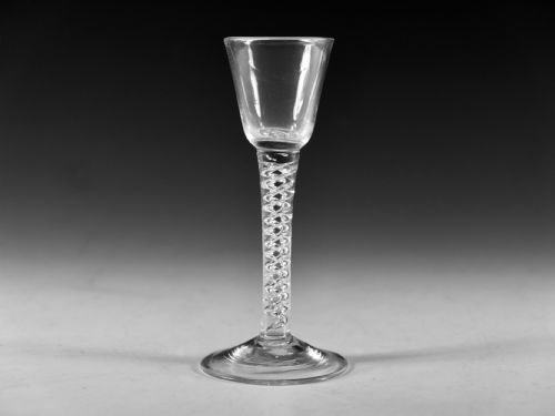 ANTIQUE GLASS MERCURY TWIST WINE GLASS ENGLISH C1755 - ADDITIONAL PHOTO 1