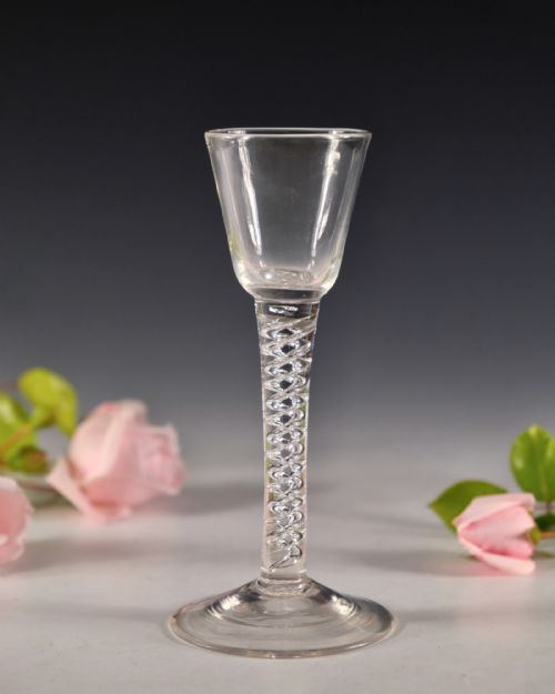 ANTIQUE GLASS MERCURY TWIST WINE GLASS ENGLISH C1755 - ADDITIONAL PHOTO 2