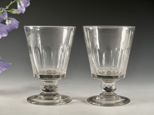 ANTIQUE GLASS PAIR OF BUCKET BOWL RUMMERS C1830 - ADDITIONAL PHOTO 1