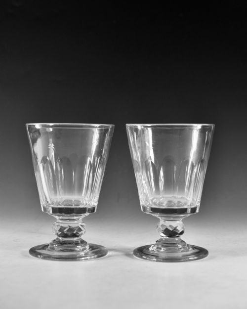 ANTIQUE GLASS PAIR OF BUCKET BOWL RUMMERS C1830 - ADDITIONAL PHOTO 4
