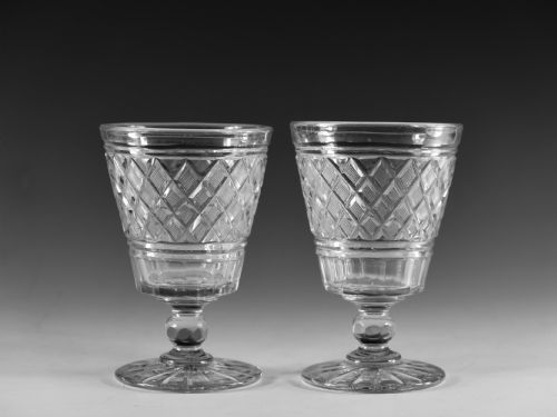 ANTIQUE GLASS PAIR OF RUMMERS C1820 - ADDITIONAL PHOTO 1