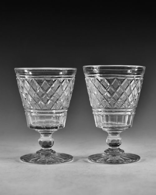 ANTIQUE GLASS PAIR OF RUMMERS C1820 - ADDITIONAL PHOTO 3