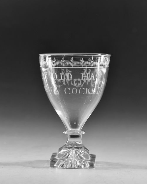 ANTIQUE GLASS ENGRAVED RUMMER ENGLISH C1800 - ADDITIONAL PHOTO 3